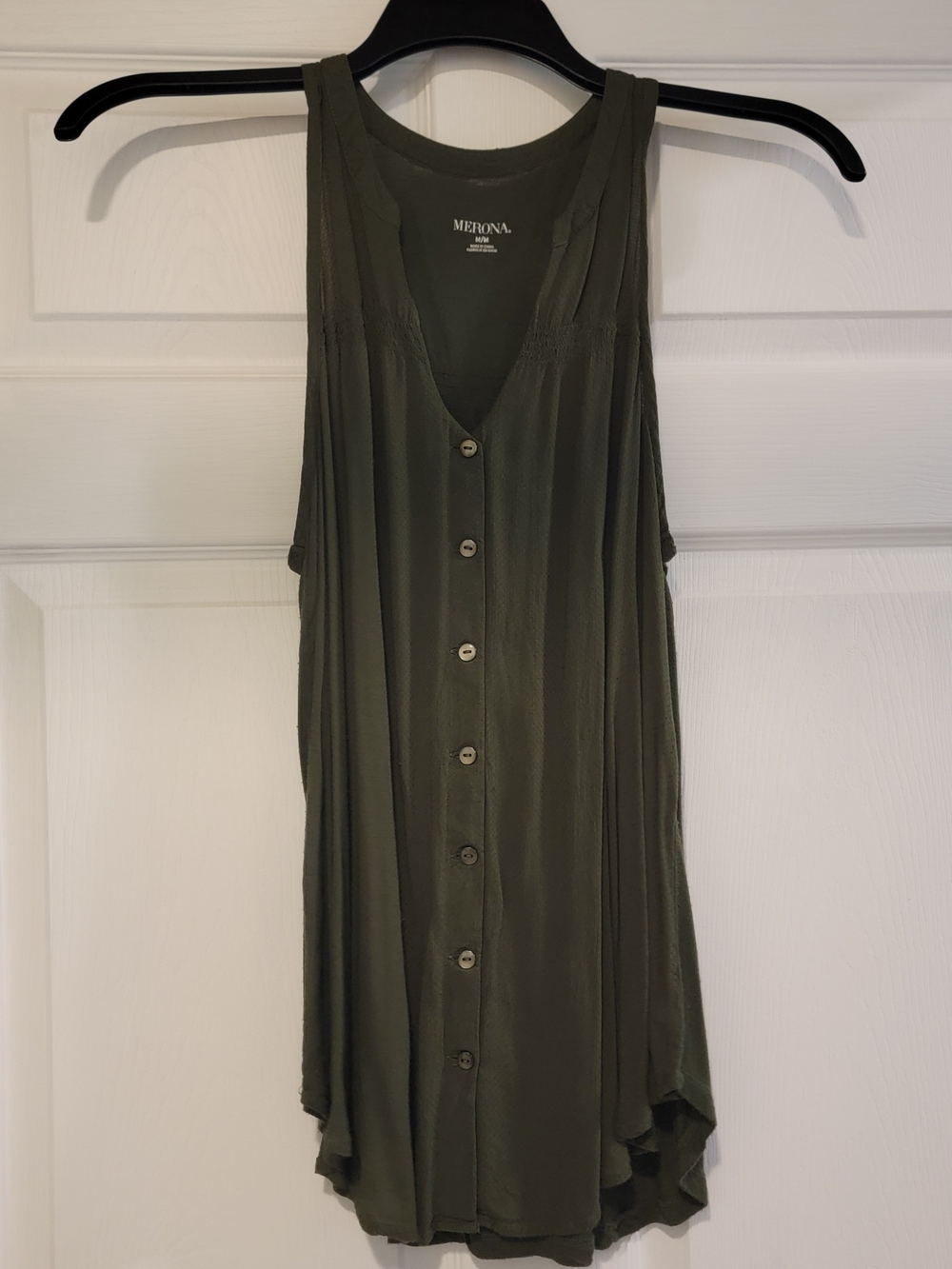 Merona Olive Green Button-Front Sleeveless Tank